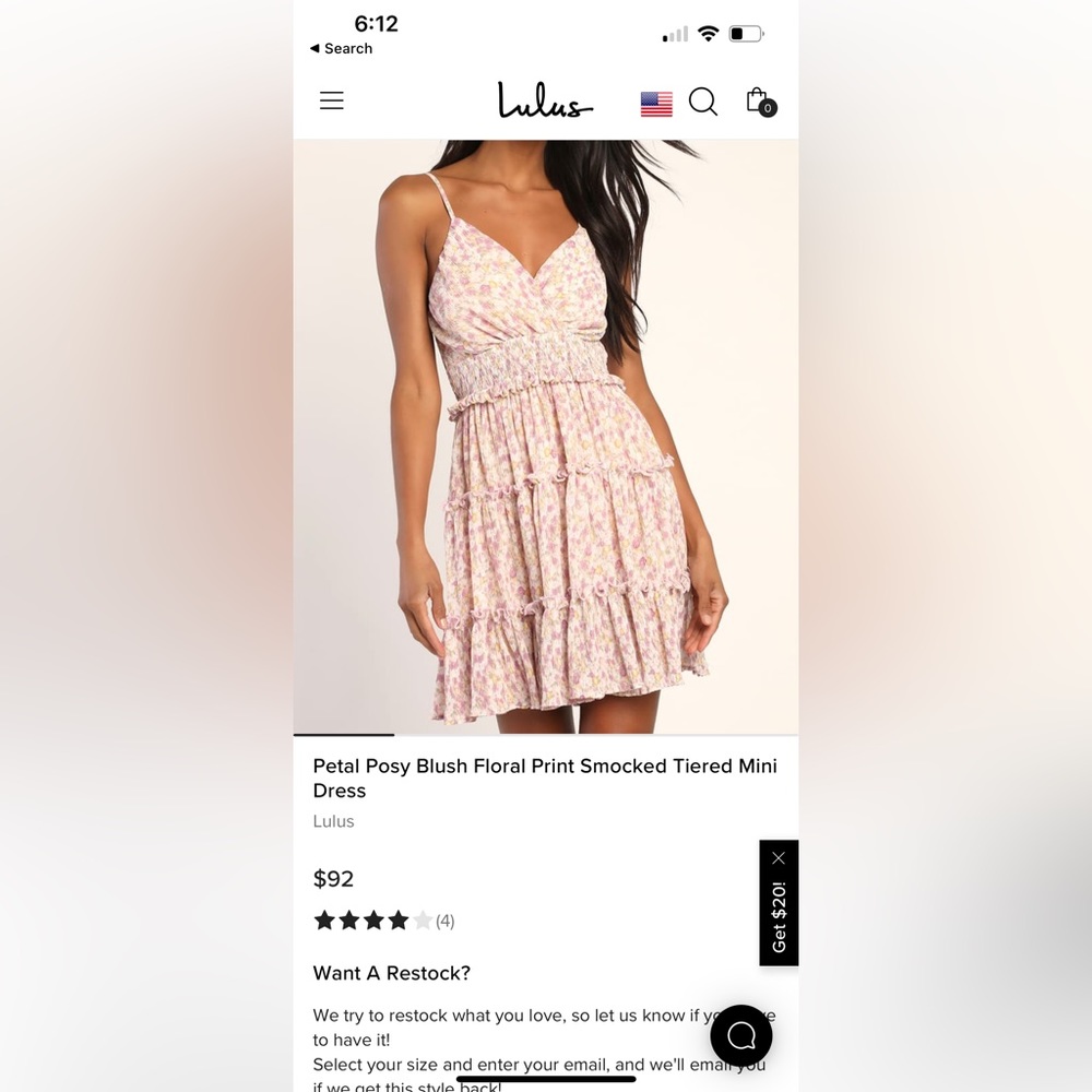 Petal Posy Blush Floral Print Smocked Tiered Mini Dress